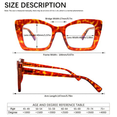 KERECSEN 4-Pair Anti-Blue Light Reading Glasses with Fashionable Printed Patterns, Large-Size Lightweight Frames, Designed for Women, Premium Anti-Blue Light Lenses, Spring Hinge Design for Comfort And Durability, Stylish Additions