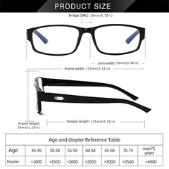 KERECSEN 6 Pack Reading Glasses for Unisex Rectangular Frame Which Filter out UV Computer Reading HN072