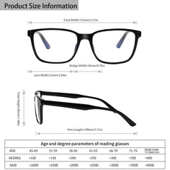 KERECSEN 5 Pack Rectangle Reading Glesses Unisex 028