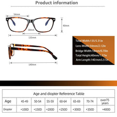 6 Pack Square Reading Glasses Blue Light Blocking Computer Readers HN060