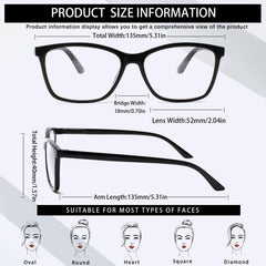 KERECSEN 5 Pack Reading Glasses for Women/Men Spring Hinges Square Frame Blue Light Blocking Computer Readers 273