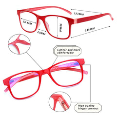 5 PackReading Glasses Rectangular Classic Colour Frames Men's and Women's 314
