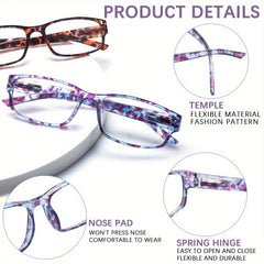 KERECSEN 6 Pack Women's Computer Glasses with Anti-Blue Light & - Reading Eyewear Suitable for Digital Screens, Computer, Smartphone, TV - Lightweight Spring Hinge, Full-Rame for Eye Relief & Blurred Vision