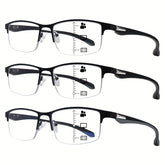 KERECSEN Blue Light Blocking Mutifocal Progressive Reading Glasses with Metal Frame For Men - Computer Eyewear Suitable for Digital Screens, Half-Rame Square/Eye Glasses ( & Frame)