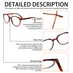 KERECSEN 5 pack Fashionable Unisex Presbyopia Anti-blue Light Lens with Spring Hinge Reading Glasses 143-1