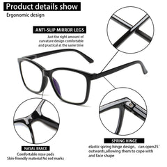 KERECSEN 5 Pack Reading Glasses for Women/Men Spring Hinges Square Frame Blue Light Blocking Computer Readers 273