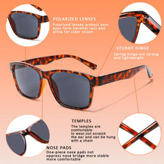 KERECSEN 5 Pack Rectangle Reading Glasses includes sun Readers Unisex 183