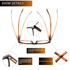 6 Pack Square Reading Glasses Blue Light Blocking Computer Readers HN060