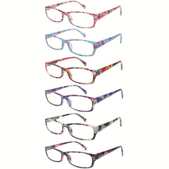 6 PACK Fashionable Anti-blue Light Reading Glasses, Spring Hinges, Specially Designed for Women, Fashionable Accessories, Comfortable Striped Design, Comfortable to Wear. Suitable for Reading, Computer Work, And Daily Commuting.
