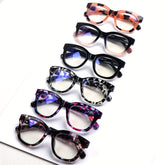 KERECSEN 6 Pack Anti-Blue Light Glasses For Women Fashion Eyewear Tortoiseshell-Colored Oval Frames Wide-Rim Design Metal Spring Hinge Design Stylish Safety Glasses Reading Glasses For Men And Women Daily Commute Glasses Unisex Valentine'S Day