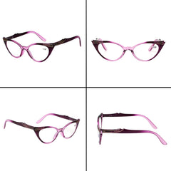 Cat Eye Reading Glasses for Womens Set of 4 Blue Light Blocking Computer Readers Ladies Eyeglass Quality Frame Lightweight and Comfortable