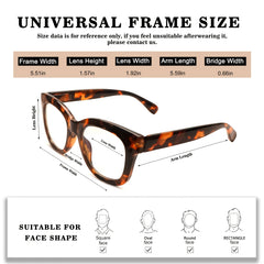 KERECSEN 4 Pack Women’s Curved Rounded Square Cat Eye Reading Glasses, HD Blue Light Blocking Lenses, Ultra-Light Plastic Frame with Flexible Spring Hinges, Chunky Retro Fashion Readers