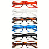 KERECSEN 6 pack classic glasses, spring frame, blue light-blocking lenses, comfortable for both men and women, basic color combinations, rectangular transparent frames, suitable for home use, holiday gifts, Christmas red