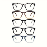 KERECSEN 5 Pack Reading Glasses Blue Light Blocking Fashion Frame with Comfortable Spring Hinge Readers Anti Glare UV Eyeglasses Reduce Eye Strain and Fatigue for Women and Men