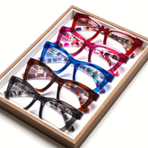 KERECSEN 5 Pack Reading Glasses for Man And Women Anti-blue Light Glasses with Metal Spring Hinges. Kaleidoscope. Large Rectangular Frame. Fashionable Glasses. Ladies' Quality Glasses. Elegant Glasses. Computer Reading Glasses. Family Set