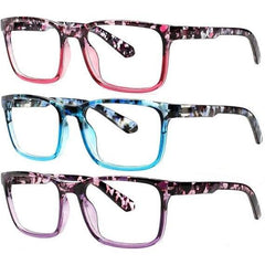 3 Pack Reading Glasses Men and Women Classic Color Matching Anti-Blue Light with Spring Hinge Vintage Eyeglasses