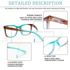 KERECSEN 5 Pairs of Unisex Spring Hinge Gradient Anti-Blue Light Reading Glasses, Sturdy And Comfortable to Wear, Anti-Glare to Relieve Eye Fatigue, Computer Specific Christmas Boutique Gift