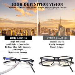 KERECSEN Blue Light Blocking Mutifocal Progressive Reading Glasses with Metal Frame For Men - Computer Eyewear Suitable for Digital Screens, Half-Rame Square/Eye Glasses ( & Frame)