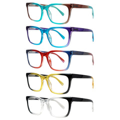 KERECSEN 5 Pairs of Unisex Spring Hinge Gradient Anti-Blue Light Reading Glasses, Sturdy And Comfortable to Wear, Anti-Glare to Relieve Eye Fatigue, Computer Specific Christmas Boutique Gift