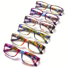 KERECSEN 6 Pack Rainbow Lucky Reading Glasses for Women Blue Light Blocking, Plastic Frames with Spring Hinges, Rainbow Lucky Charm, Lady's Exquisite Reading Glasses, Delicate Style Glasses Fashionable Daily & Christmas Decoration Gift Sets