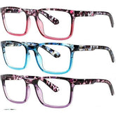 3 Pack Reading Glasses Men and Women Classic Color Matching Anti-Blue Light with Spring Hinge Vintage Eyeglasses