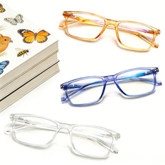 KERECSEN 5 Pack Pack (5pcs) Blue Light Blocking Reading Glasses - Slim Lightweight Clear Square Eyeglasses with Metal Hinges, Suitable for Men & Women, Computer, Tablet, Smartphone - Ideal for Screens & Gifts