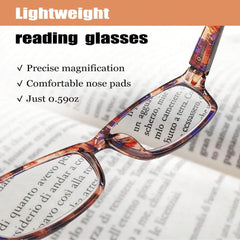ZOECENT Fashion Women's Reading Glasses 5 Pack Blue Light Blocking Rectangular Printed Frames Spring Hinges Small Frames
