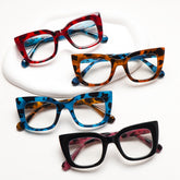KERECSEN 4 Pack Stylish Cat-Eye Frame Blue Light Blocking Reading Glasses for Women with Metal Spring Hinges, High-Quality Tortoiseshell Color, Elegant Women's Reading Glasses for Casual Attire, Great As A Gift