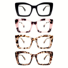 KERECSEN 4 Pack Reading Glasses Cat's Eye for Men And Women Oprah Style Anti Blue Light Blocking Glasses Elegant Metal Spring Hinges Glasses Stylish Women's Reading Glasses Computer Phone Reader Birthday Gift Holiday Gift for Girls Watch Soccer Games