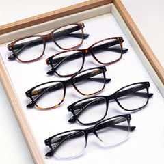 KERECSEN 5pcs Anti-Blue Light Reading Glasses with Gradient Tinted & Adjustable Hinges - Computer Eyeglasses for Eye Strain Relief, Device Use, Compatible for Men & Women