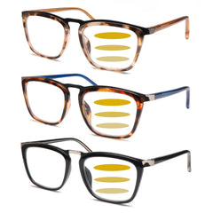 EKRECSEN Set of 3 Anti Blue Light Reading Glasses - Tortoiseshell Metal Frame, Flexible, with Triple-Functional Lenses. Elegant Glasses for Both Men And Women, Ideal for Reading. High-Quality, Comfortable Unisex Glasses for Winter 2025