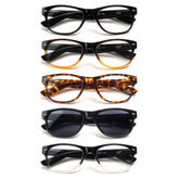KERECSEN 5-Pack Reading Glasses Blue Light with Metal Spring Hinges, Tortoiseshell, Men'S Sunglasses, Clear Business, Work Glasses, Everyday Use