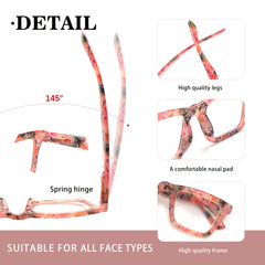 KERECSEN 4-Pack Reading Glasses For Women Blue Light Blocking Computer Reader With Spring Hinges Stylish Eyeglasses Frames With Floral Print Suitable For Daily Wear For Reading And Looking At The Computer Local Warehouse