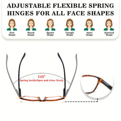 KERECSEN 5pcs Anti-Blue Light Reading Glasses with Gradient Tinted & Adjustable Hinges - Computer Eyeglasses for Eye Strain Relief, Device Use, Compatible for Men & Women