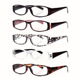 KERECSEN 5pcs Reading Glasses for Women Delicate Narrow Frames Anti-Blue Light Lenses Blue-Light Blocking Computer Readers Rectangle Frame with Spring Hinges Lightweight And Fashionable Eyeglasses Value Eyewear Set