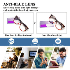 4 Pack of Reading Glasses for Women Blue Light Blocking Stylish Patterned Frames Comfortable Spring Hinges Computer Browsing