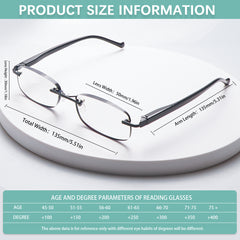 3 Pieces Unisex Frameless Anti-Blue Light Presbyopia Sunglasses LH001