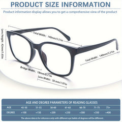 KERECSEN Pack Unisex Classic Full-Rim Square Reading Glasses, HD Blue Light Blocking Lenses, Ultra-Light Plastic Frame with Flexible Spring Hinges, Multi-color Everyday Fashion Readers