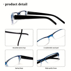KERECSEN 5-Pack Narrow-Frame Glasses Business Style, Classic Frames with Metal Spring Hinges Blue Light Blocking Glasses for Men Dark-Tinted Wide-Frame Glasses Professional Glasses for Women Office, Negotiations, And Meetings
