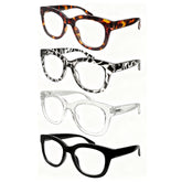 KERECSEN Set of 4 Reading Glasses Designed for Women Featuring Spring Hinges, Three Different Vision Strengths, Blue Light Blocking Lenses, And Fashionable Prints, Making Them a Versatile Vision Aid And Perfect for Valentine'S Day Gifts