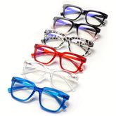 KERECSEN A Set of Six Fashionable And Lightweight Reading Glasses That Block Blue Light, Featuring Spring Hinges And a Large Frame Design. This Portable Pack Comes in Six Colors And Is Suitable for Both Men And Women