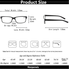 KERECSEN 5 Pack Rectangle Reading Glasses Unisex 032-5 - kerecsen