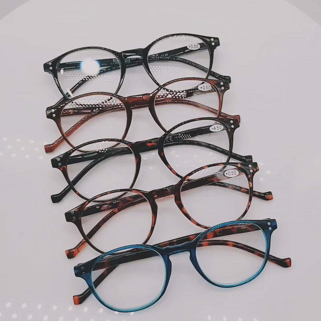 KERECSEN 5er-Pack Lesebrille mit rundem Rahmen Unisxe 073