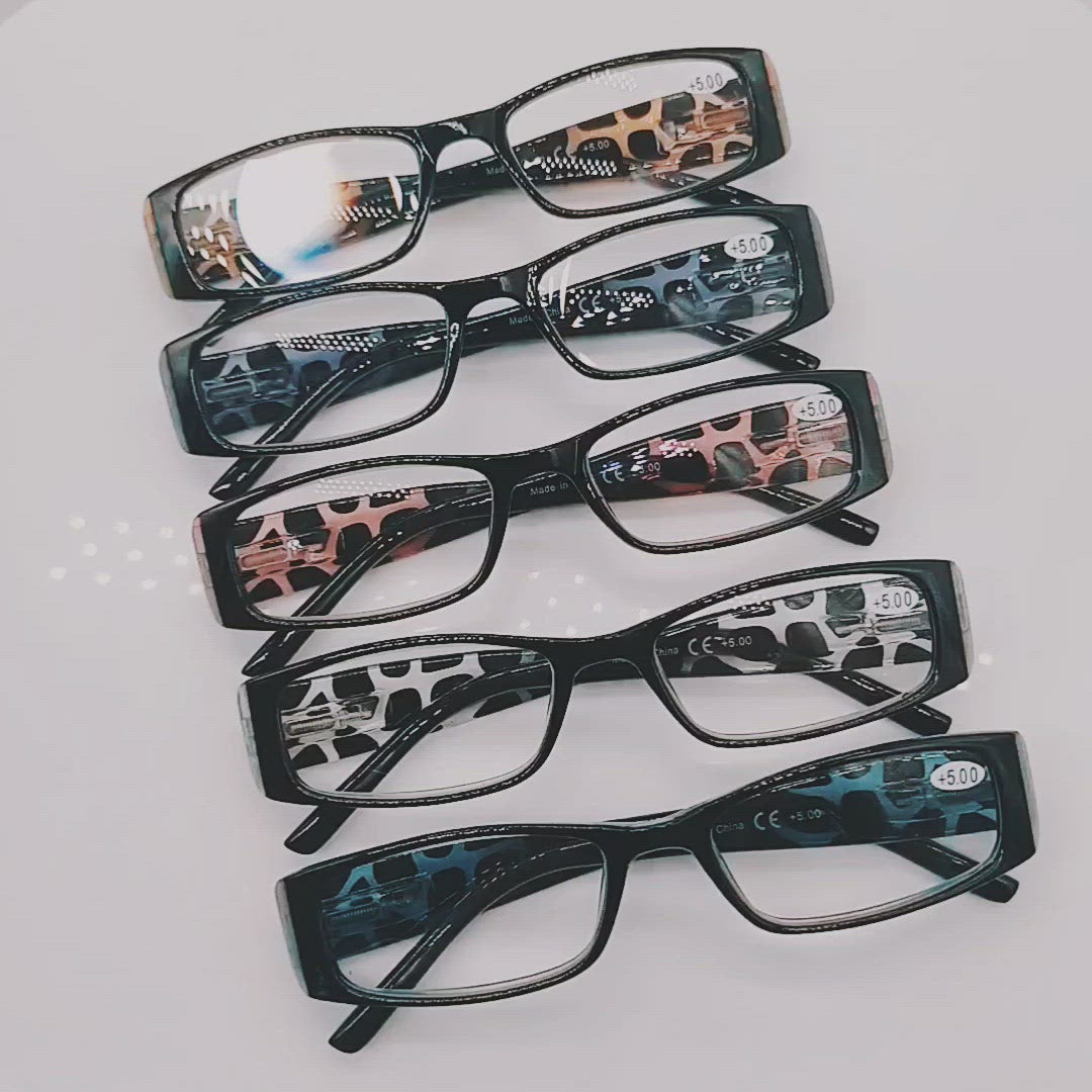 KERECSEN 5 Pack Black Frame Tortoiseshell Reading Glasses Unisex 006
