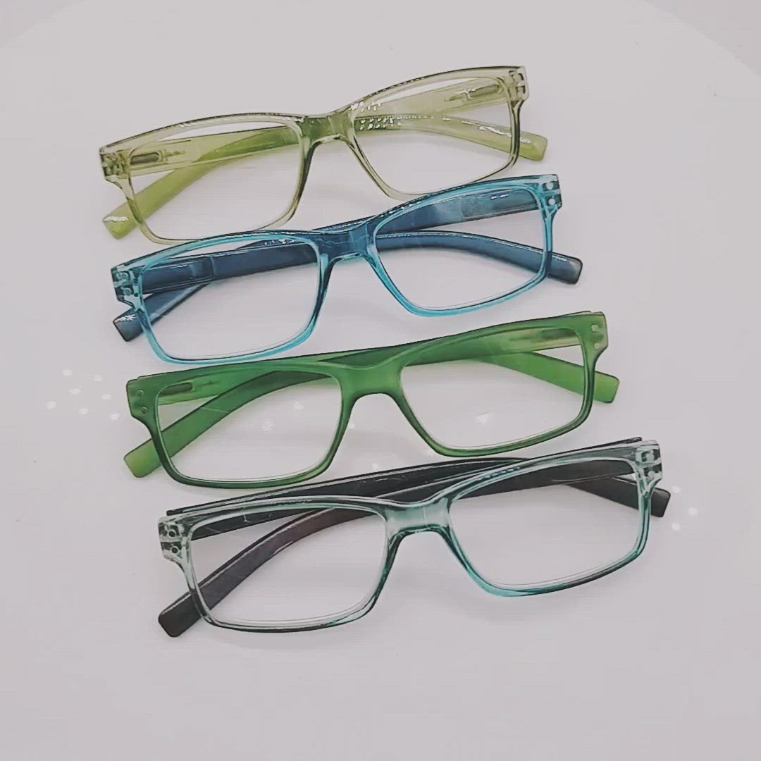 KERECSEN 4 Pack Rectangle Reading Glasses Unisex 032
