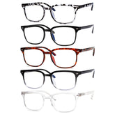 KERECSEN 5 Pack Rectangle Blue Light Blocking Computer Glasses Unisex FLG025