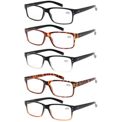 KERECSEN 5 Pack Rectangle Reading Glasses Unisex 032-5 - kerecsen