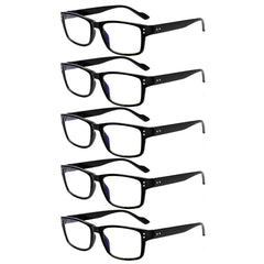 KERECSEN 5 Pack Rectangle Blue Light Blocking Computer Glasses Unisex FLG035 - kerecsen
