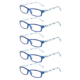 KERECSEN 5 Pack Rectangle Color Matching Reading Glasses Unisex 069 - kerecsen