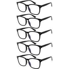 KERECSEN 5 Pack Large Rectangle Blue Light Blocking Computer Glasses Unisex FLG000 - kerecsen